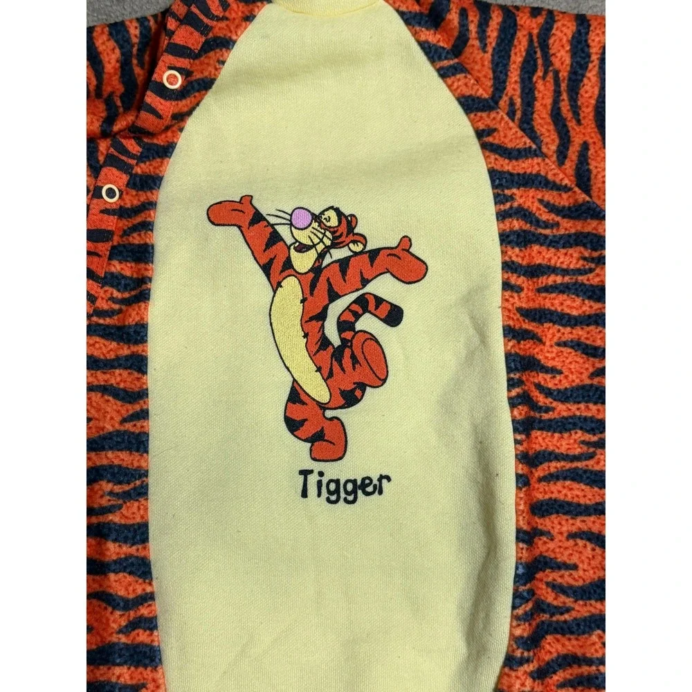 Vintage Disney Pooh Tigger Footed Sleeper Onesie with Hooded Hat 24 Months 70155